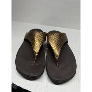 Fitflop Lulu Snake Skin Slide Sandal Casual Womens 560-012 Bronze Brown‎ Size 8